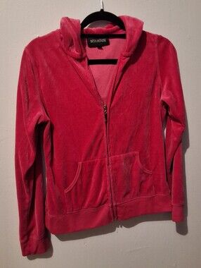 Beta House Hot Pink Velour Zip-Up Hoodie Sweater